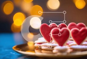 Σετ των 2 Intra Συλλεκτικό Ξύλινο Παζλ Plywood  4mm - Μπισκότα σε σχήμα καρδιάς σε χρυσό πιάτο Σε Ξύλινο Κουτί - Διαστάσεις: 10x10 cm – 25 κομμάτια