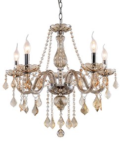 Artekko Chandelier Luna Πολυέλαιος 5φωτος Σαμπανιζέ Κρύσταλλο (60x60x60)cm