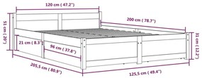 Πλαίσιο Κρεβατιού με Συρτάρια Λευκό 120 x 200 εκ. - Λευκό