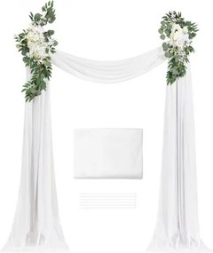 VEVOR Artificial Wedding Arch Flowers Kit White With 2 Pcs Flowers 1 Pcs Drapes