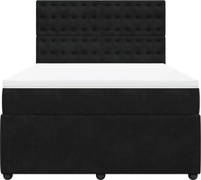 vidaXL Κρεβάτι Boxspring με Στρώμα Μαύρο 160x200 εκ. Βελούδινο