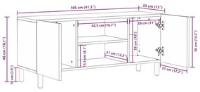 Ντουλάπι τηλεόρασης καφέ 105x33x46 cm από μασίφ ξύλο Mango - Καφέ