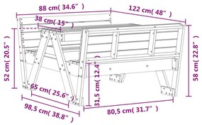 Τραπέζι Πικνίκ για Παιδιά 88x122x58εκ. Μασίφ Ξύλο Ψευδοτσούγκας - Καφέ