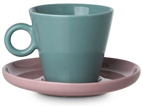 Φλυτζάνι Espresso 200ml + Πιατάκι Estia Echo Τυρκουάζ/Ροζ 07-35495