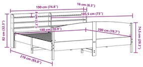 Σκελετός Κρεβ. Χωρίς Στρώμα Λευκό 180x200 εκ Μασίφ Πεύκο - Λευκό