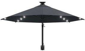 vidaXL Ομπρέλα Κήπου Επιτοίχια με LED Ανθρακί 300 εκ.