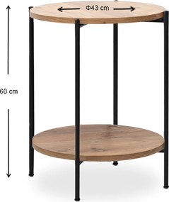 Τραπεζάκι βοηθητικό Argento Megapap χρώμα pine oak 43x43x60εκ.