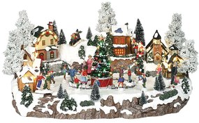 Διακοσμητικό Χωριό Φωτιζόμενο Με Κίνηση &amp; Μουσική F2035783 49x37x26cm Multi