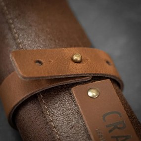 ΣΥΛΛΟΓΉ CHEF ΕSSENTIALS RUSTIC LEATHER STEAK KNIFE ROLL (4 POCKETS) BROWN