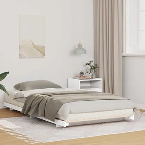 vidaXL Κρεβάτι δαπέδου Λευκό 90 x 200 cm Μασίφ ξύλο πεύκου