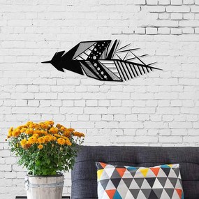Διακοσμητικό τοίχου Featrher Megapap μεταλλικό χρώμα μαύρο 15x3x49εκ. - Μέταλλο - GP037-0116