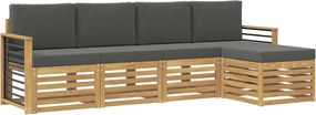 vidaXL Σειρά Καναπέ Εξωτερικού 5 pcs Άσπρο και Ανθρακί