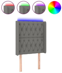 Κεφαλάρι Κρεβατιού LED Σκούρο Γκρι 83x16x118/128εκ. Υφασμάτινο 3124359