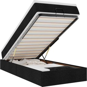 vidaXL Οθωμανικό κρεβάτι με στρώμα Μαύρο 80x200cm Ύφασμα