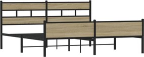 vidaXL Σκελετός Κρεβ. Χωρίς Στρώμα Sonoma Δρυς 200x200 εκ. Μεταλλικό