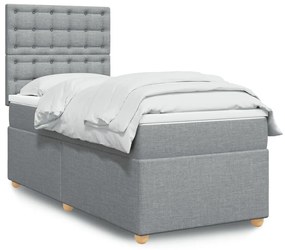 vidaXL Κρεβάτι Boxspring με Στρώμα Ανοιχτό Γκρι 80x200 εκ. Υφασμάτινο