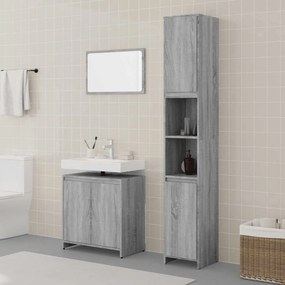 vidaXL Σετ Επίπλων Μπάνιου 3 Τεμαχίων Γκρι Sonoma Επεξεργασμένο Ξύλο
