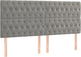 vidaXL Κρεβάτι Boxspring με Στρώμα &amp; LED Αν.Γκρι 200x200 εκ. Βελούδινο