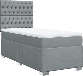 vidaXL Κρεβάτι Boxspring με Στρώμα Ανοιχτό Γκρι 80x200 εκ. Υφασμάτινο