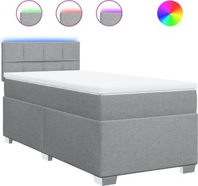 vidaXL Κρεβάτι Boxspring με Στρώμα Ανοιχτό Γκρι 80x200 εκ. Υφασμάτινο