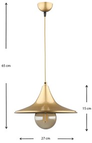 Φωτιστικό οροφής Silia Megapap E27 μεταλλικό μονόφωτο χρώμα χρυσό 27x27x65εκ.