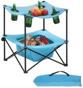 VEVOR Folding Portable Camping Table Oxford Outdoor SquareTable 4 Cup Holders