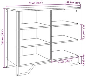 Μπουφές Γκρι Sonoma 91x35,5x74,5 εκ. από Επεξεργασμένο Ξύλο - Γκρι