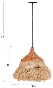 Φωτιστικό Οροφής SIFO C4714 Ίνες Sisal &amp; Μπανάνας Φυσικό - Mix Φ35x45Υ εκ. 35x35x45 εκ.