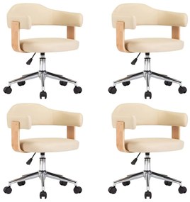 vidaXL Καρέκλες Τραπεζαρίας Περιστρεφόμενες 4 τεμ Κρεμ Συνθετικό Δέρμα