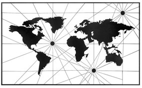 Διακοσμητικό Τοίχου World Map 891TNL2085 120x70cm Black Wallity Μέταλλο