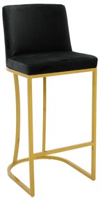 Σκαμπό bar Impartial pakoworld μεταλλικό χρυσό-βελούδο μαύρο Model: 029-000194