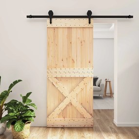 vidaXL Συρόμενη Πόρτα Φυσικό και Μαύρο 90 x 210 cm