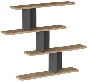 Ραφιέρα τοίχου Zaka pakoworld σε φυσική-ανθρακί απόχρωση 98.7x14.5x78εκ