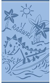 Πετσέτα Θαλάσσης Παιδική Dinosaur Surfer Blue Melinen Θαλάσσης 70x120cm 100% Βαμβάκι