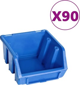 vidaXL Σκαφάκια Αποθήκευσης Σετ 96 τεμ. Μπλε / Μαύρα με Πάνελ Τοίχου