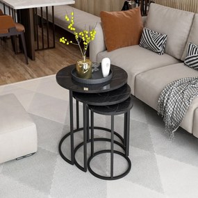 Stewehome Σετ βοηθητικών τραπεζιών 3 τεμ μεταλλική βάση &amp;amp; μάρμαρο
