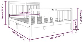 Πλαίσιο Κρεβατιού 160 x 200 εκ. από Μασίφ Ξύλο Πεύκου - Καφέ