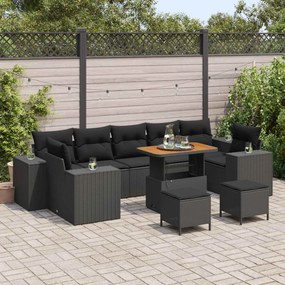 vidaXL Σετ Καναπέ Κήπου 10 pcs Μαύρο συνθετικό ρατάν