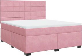 vidaXL Κρεβάτι Boxspring με Στρώμα Ροζ 180x200 εκ. Βελούδινο