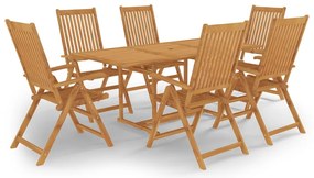 vidaXL Σετ Τραπεζαρίας Κήπου 7 Τεμαχίων από Μασίφ Ξύλο Teak
