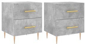vidaXL Κομοδίνα 2 τεμ. Γκρι Σκυροδεμ. 40 x 35 x 47,5 εκ. Επεξεργ. Ξύλο