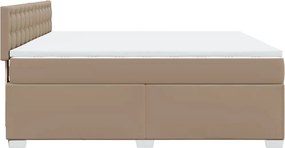 vidaXL Κρεβάτι Boxspring με Στρώμα Καπουτσίνο 180x200 εκ. Συνθ. Δέρμα