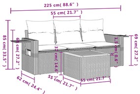 vidaXL Σετ Καναπέ Κήπου 4 τεμ. Μπεζ Συνθετικό Ρατάν με Μαξιλάρια