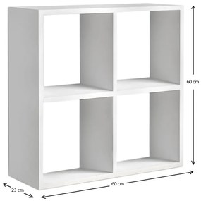 Βιβλιοθήκη Cube Megapap από μελαμίνη χρώμα λευκό 60x23x60εκ.