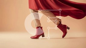 Intra Συλλεκτικό Ξύλινο Παζλ Plywood 4mm - Γυναίκα με κόκκινες μπότες και κομψό φόρεμα Σε Ξύλινο Κουτί - Διαστάσεις Puzzle: 10x10 cm – 25 κομμάτια