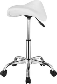 VEVOR Saddle Stool Swivel Stool with Wheels PU Leather Height Adjustable White