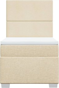 vidaXL Κρεβάτι Boxspring με Στρώμα Κρεμ 90x190 εκ.Υφασμάτινο