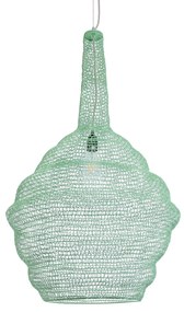 GloboStar® KENTUCKY 01885 Vintage Κρεμαστό Φωτιστικό Οροφής Μονόφωτο 1 x E27 AC220-240V IP20 - Φ60 x Υ90cm - Τιρκουάζ Μεταλλικό Πλέγμα - 5 Χρόνια Εγγύηση