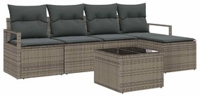 vidaXL Σετ Καναπέ Κήπου 6 pcs Ανοιχτό γκρι Πολυ rattan, βαμμένο ατσάλι