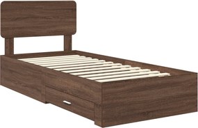 vidaXL Σκελετός Κρεβατιού Καφέ δρυς 75 x 190 cm Επεξεργασμένο ξύλο